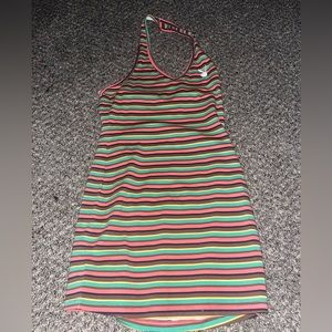 playboy halter striped mini dress